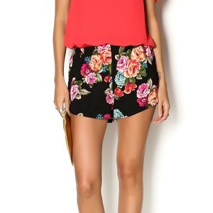 Floral black shorts